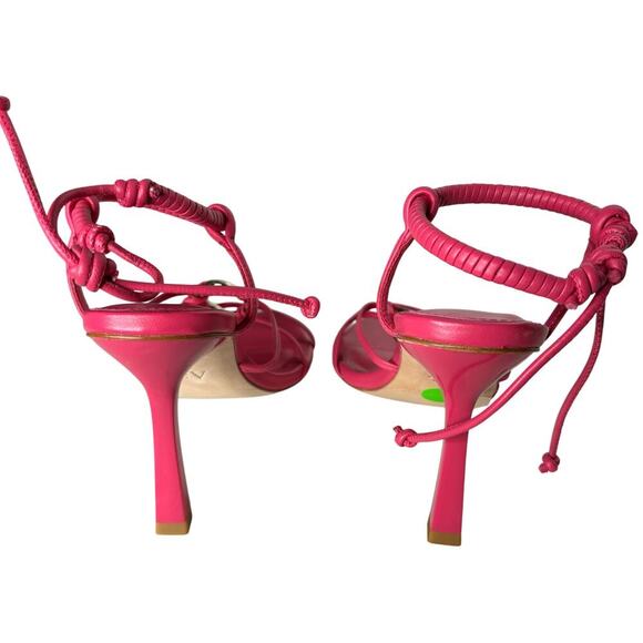 Aje Mirage Leather Strappy Heel Rouge Pink Size 8 - Picture 9 of 10